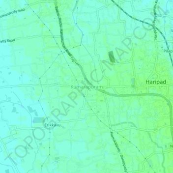 Mapa topográfico Kumarapuram, altitud, relieve