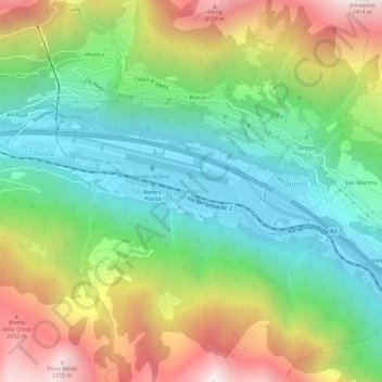 Mapa topográfico Ambrì, altitud, relieve