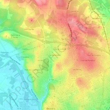 Mapa topográfico La Renardière, altitud, relieve