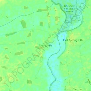 Mapa topográfico Thorganby, altitud, relieve
