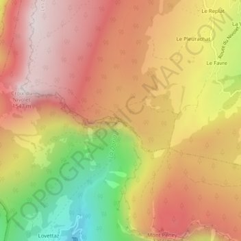 Mapa topográfico Grotte de la Doria, altitud, relieve