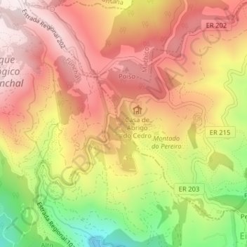 Mapa topográfico Montado do Pereiro, altitud, relieve