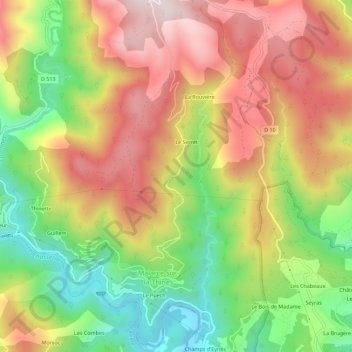 Mapa topográfico Le Cousset, altitud, relieve