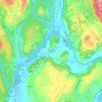 Mapa topográfico Rothonod, altitud, relieve