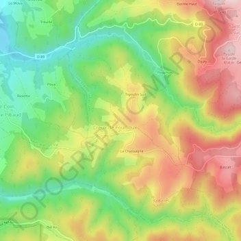Mapa topográfico Chauvaye, altitud, relieve