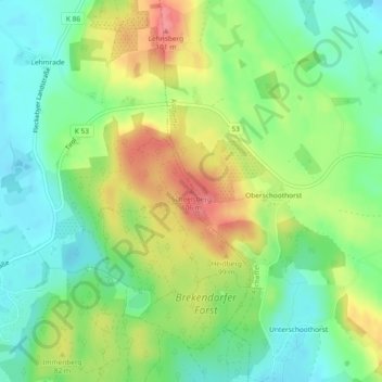 Mapa topográfico Scheelsberg, altitud, relieve