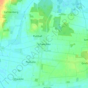 Mapa topográfico Schweskau, altitud, relieve