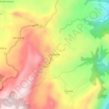Mapa topográfico San Pablo, altitud, relieve