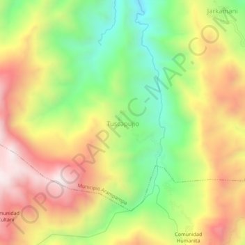 Mapa topográfico Tuscapujio, altitud, relieve