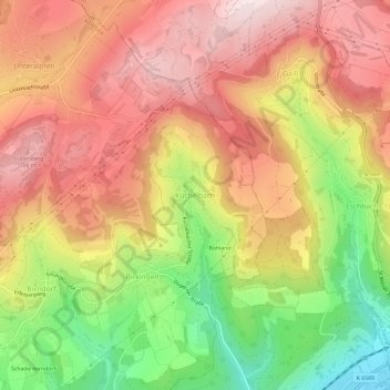 Mapa topográfico Kuchelbach, altitud, relieve