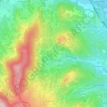 Mapa topográfico Le Repostère, altitud, relieve