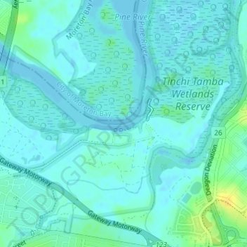 Mapa topográfico Deepwater Bend, altitud, relieve