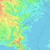 Mapa topográfico Yokohama, altitud, relieve