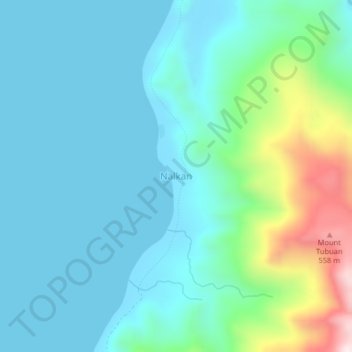 Mapa topográfico Nalkan, altitud, relieve