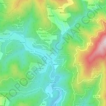 Mapa topográfico La Chaze, altitud, relieve