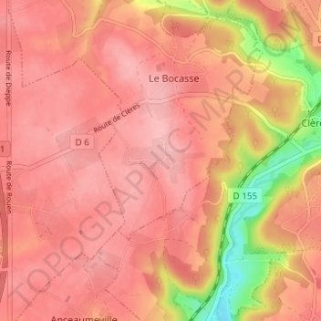 Mapa topográfico Bosc la Mer, altitud, relieve