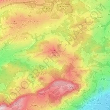 Mapa topográfico Ettensberg, altitud, relieve