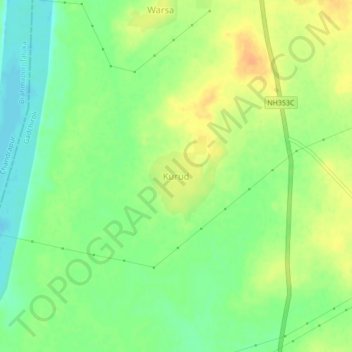 Mapa topográfico Kurud, altitud, relieve