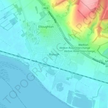 Mapa topográfico Brough, altitud, relieve