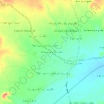 Mapa topográfico Gollavandlapalle, altitud, relieve