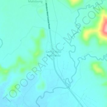Mapa topográfico Gen. Emilio Aguinaldo, altitud, relieve