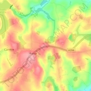 Mapa topográfico Hernis, altitud, relieve