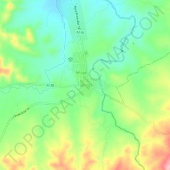 Mapa topográfico Taninga, altitud, relieve