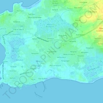 Mapa topográfico Pors Lambert, altitud, relieve