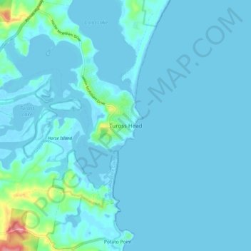 Mapa topográfico Tuross Head, altitud, relieve