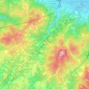 Mapa topográfico Belfiore, altitud, relieve