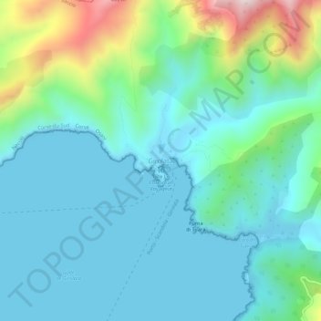 Mapa topográfico Girolata, altitud, relieve