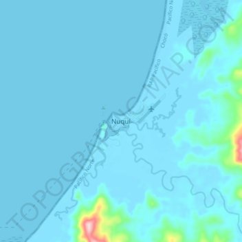 Mapa topográfico Nuquí, altitud, relieve