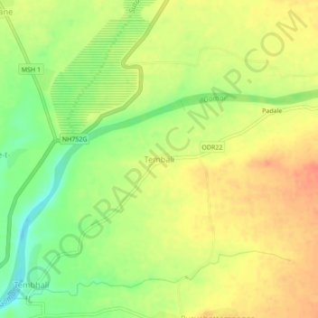 Mapa topográfico Tembali, altitud, relieve