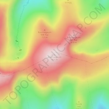 Mapa topográfico Baurtregaum, altitud, relieve