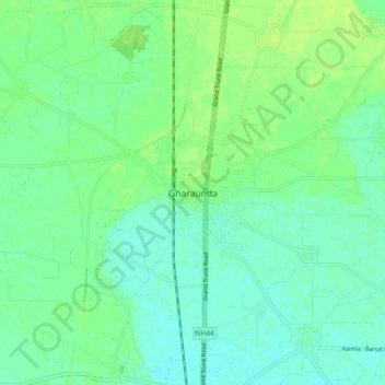 Mapa topográfico Gharaunda, altitud, relieve