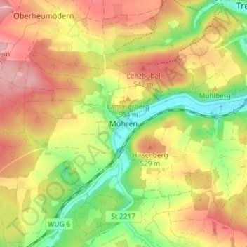 Mapa topográfico Möhren, altitud, relieve