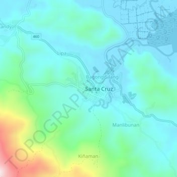 Mapa topográfico Banahaw, altitud, relieve