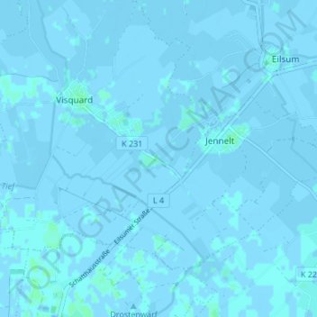 Mapa topográfico Dykhusen, altitud, relieve