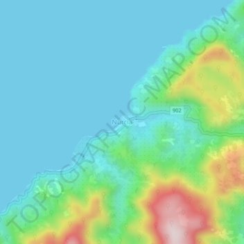 Mapa topográfico Nurcia, altitud, relieve