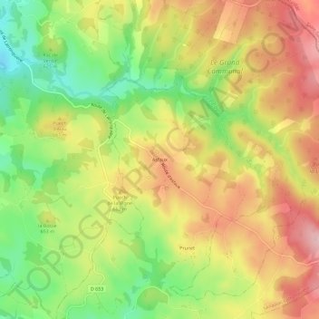 Mapa topográfico Asfaux, altitud, relieve