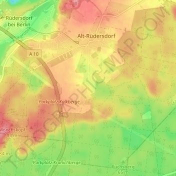 Mapa topográfico Hortwinkel, altitud, relieve