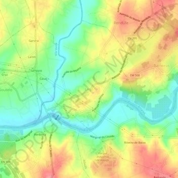 Mapa topográfico Lago, altitud, relieve