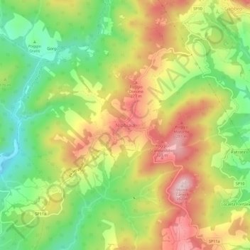 Mapa topográfico Nibbiaia, altitud, relieve