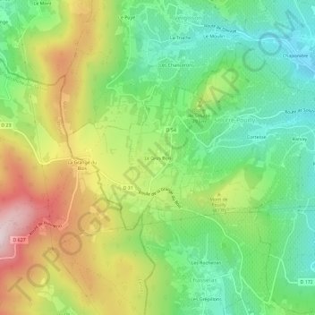 Mapa topográfico Le Gros Bois, altitud, relieve