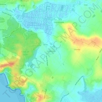 Mapa topográfico Le Berceau, altitud, relieve