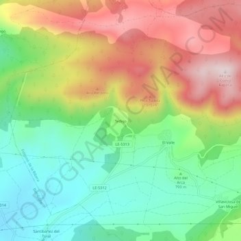 Mapa topográfico Tedejo, altitud, relieve