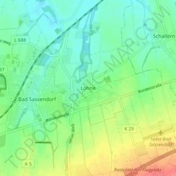 Mapa topográfico Lohne, altitud, relieve