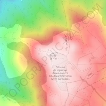 Mapa topográfico Iroite, altitud, relieve