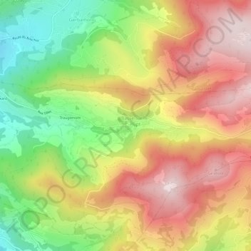 Mapa topográfico Planois, altitud, relieve
