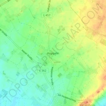 Mapa topográfico Keppeln, altitud, relieve